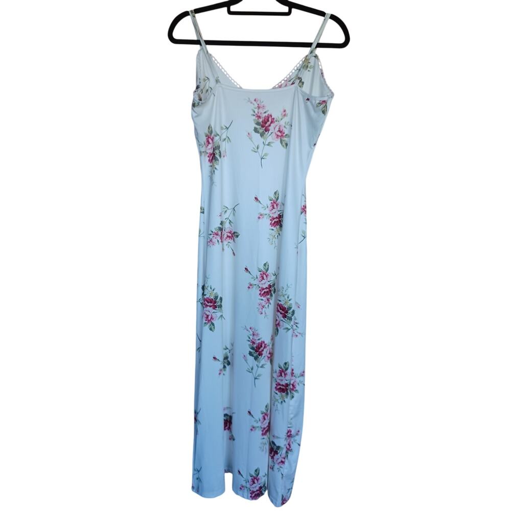 Y2K Baby Doll Maxi Slip Dress Size Small Cream Color Floral Pattern Coquette - Picture 2 of 9